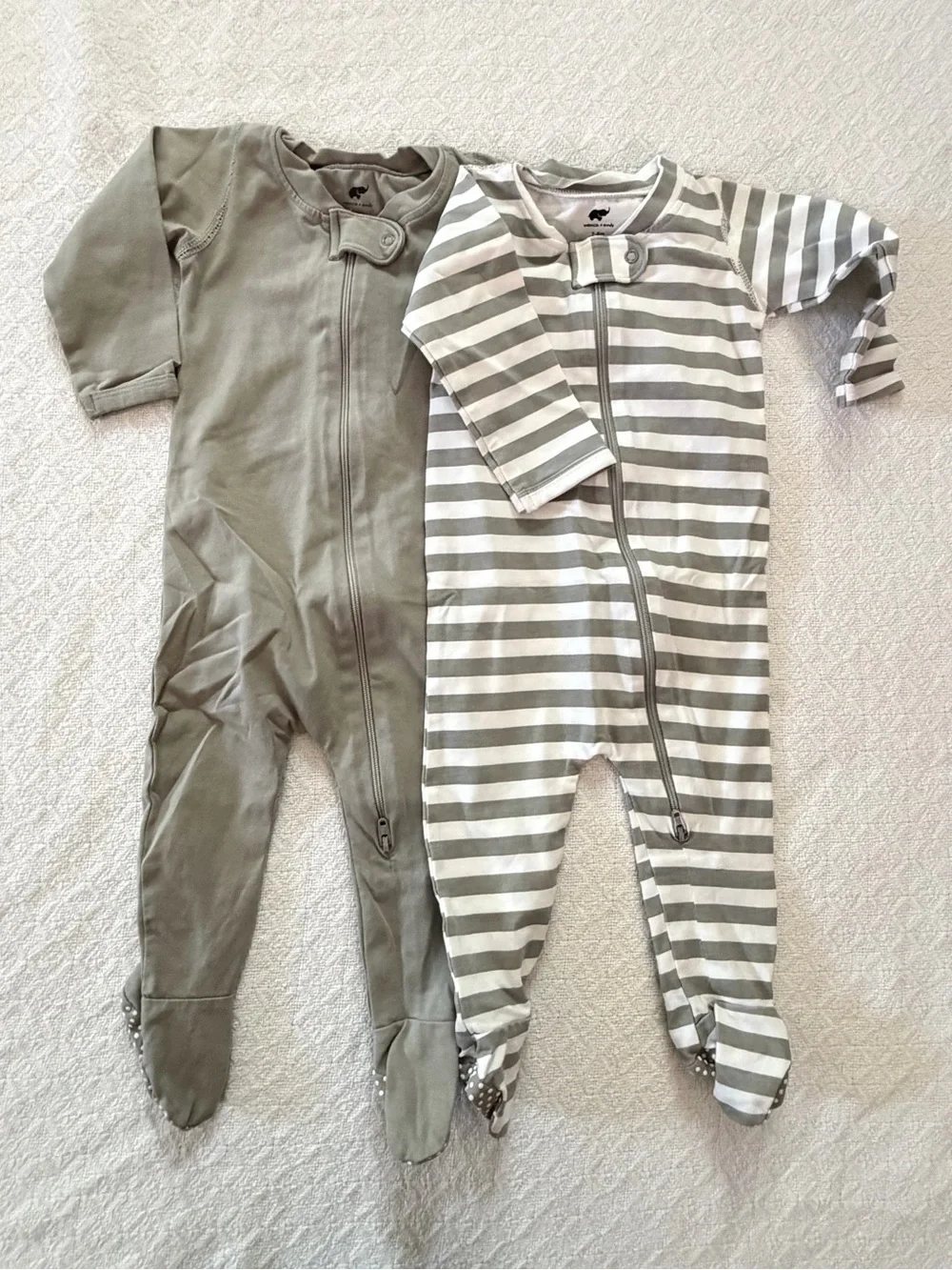 Monica + Andy Gray and White Stripe and Solid Footie Sleeper Bundle